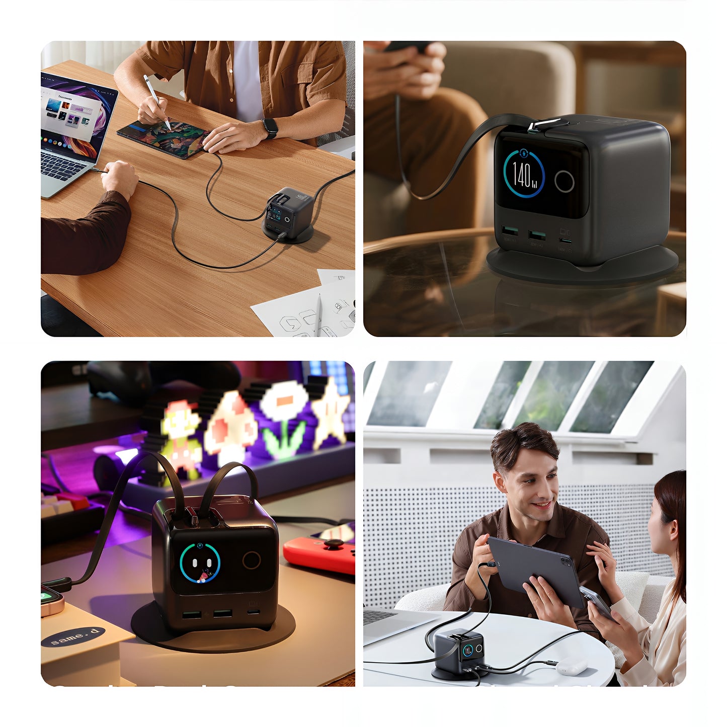 Ladestation mit USB-C Kabel Joyroom Podix JR-TRD01, 140W, 1 x USB-C - 2 x USB-A, Grau