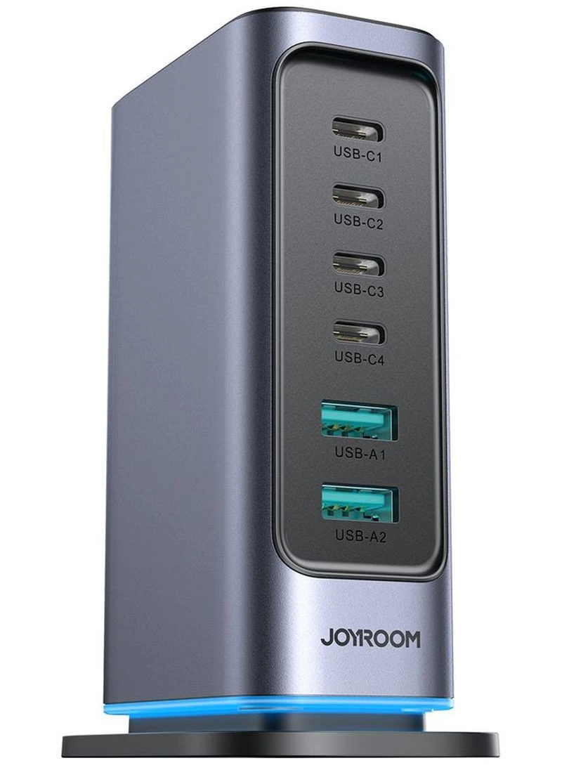 Ladestation Joyroom JR-TCM02 UK, 65W, 3,25A, 2 x USB-A - 4 x USB-C, Grau