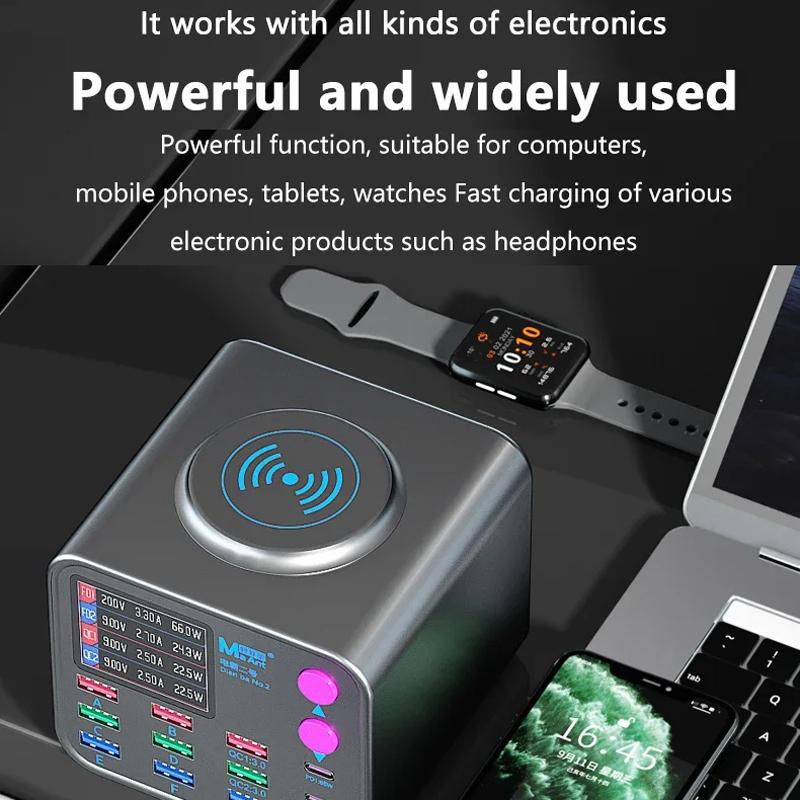 Ladestation MaAnt DianBa No.2 QI, 300W, 3A, 3 x USB-C - 9 x USB-A, Grau