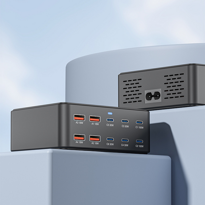OEM Ladestation HW66, 330W, 5A, 4 x USB-A - 6 x USB-C, Schwarz