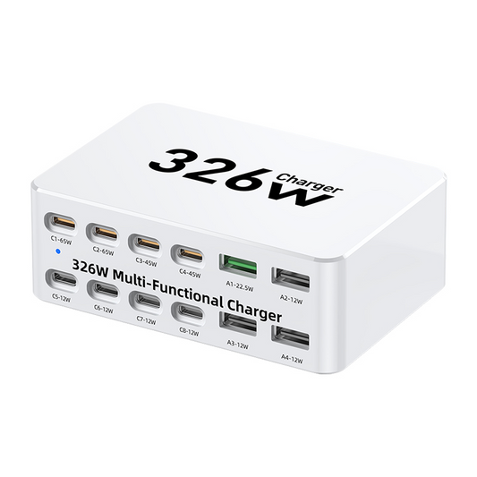 OEM-Ladestation WLX-818E, 326W, 3,25A, 4 x USB-A - 8 x USB-C, Weiß