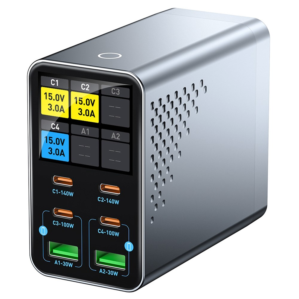 OEM Ladestation WLX-G3 Ladegerät, 140W, 5A, 2 x USB-A - 4 x USB-C, Grau