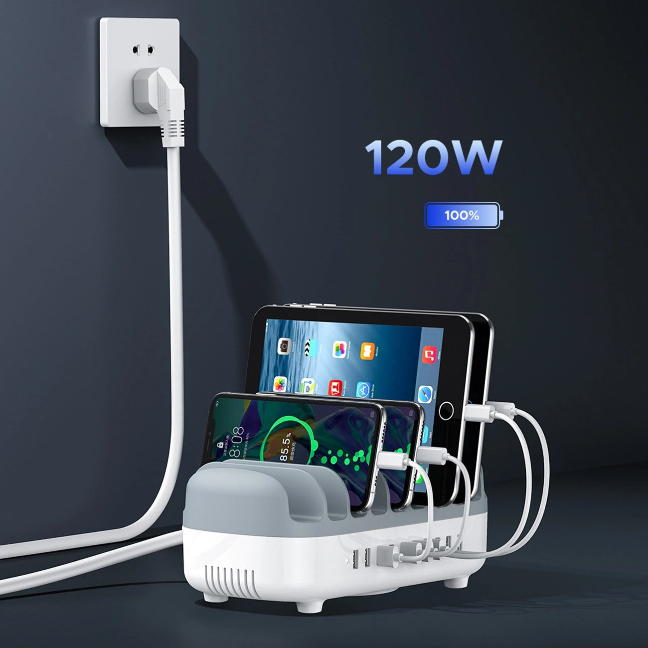 Orico DUK-10P-V1 Charging Station, 120W, 2.4A, 10 x USB-A, White