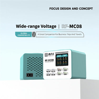 Ladestation RF4 RF-MC08, 150W, 5A, 4 x USB-A - 4 x USB-C, Türkis