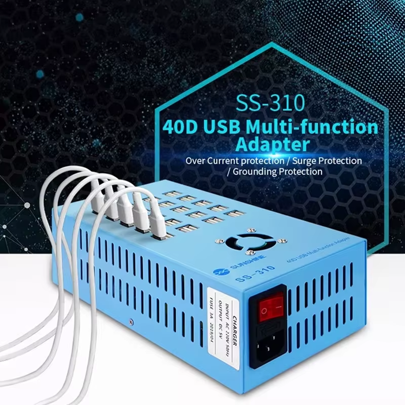 Ladestation Sunshine SS-310, 40 x USB-A, Blau