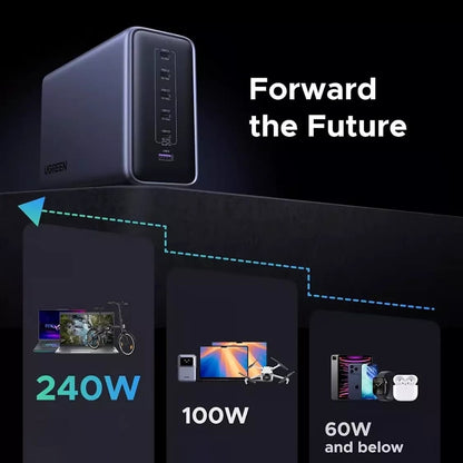 UGREEN Nexode X759 Ladestation, 500W, 5A, 1 x USB-A - 5 x USB-C, Grau