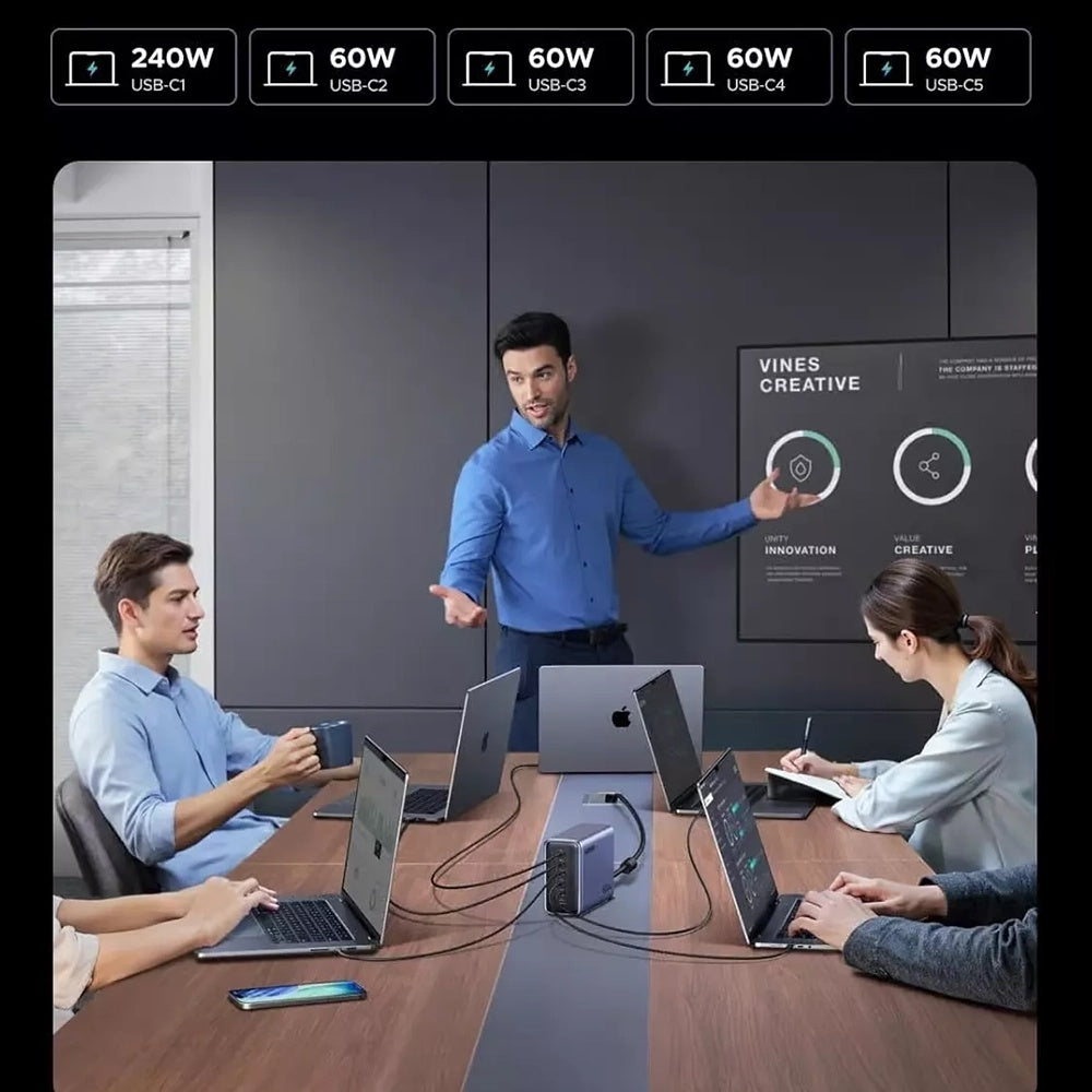 Ladestation UGREEN Nexode X759 (55550B), 500W, 5A, 1 x USB-A - 5 x USB-C, Grau