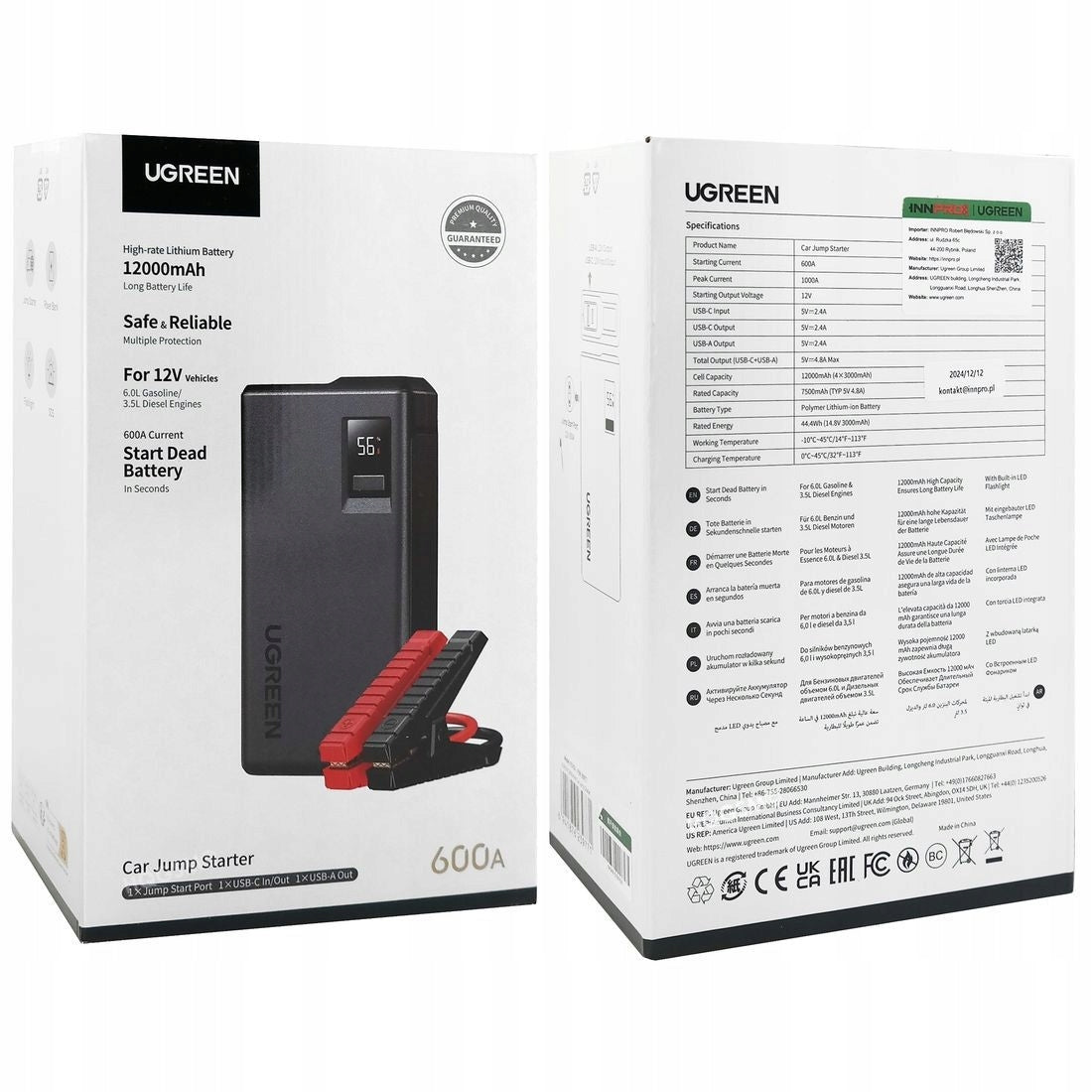 Auto-Starthilfe UGREEN ES702, 1000A