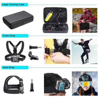 Techsuit SA50 Sports Camera Accessory Kit for GoPro / SJCAM Series, 50in1, Black