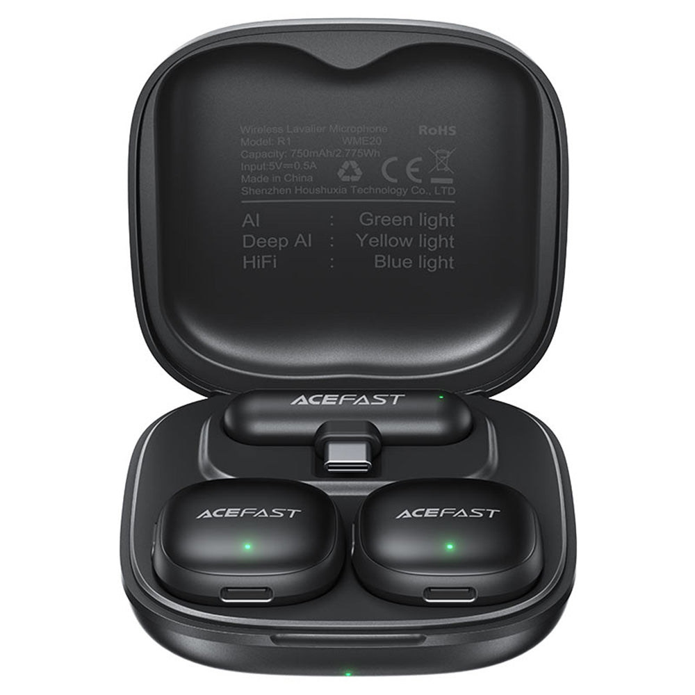 Lavaliermikrofon Acefast R1, USB-C, Set 2 Stück, Schwarz