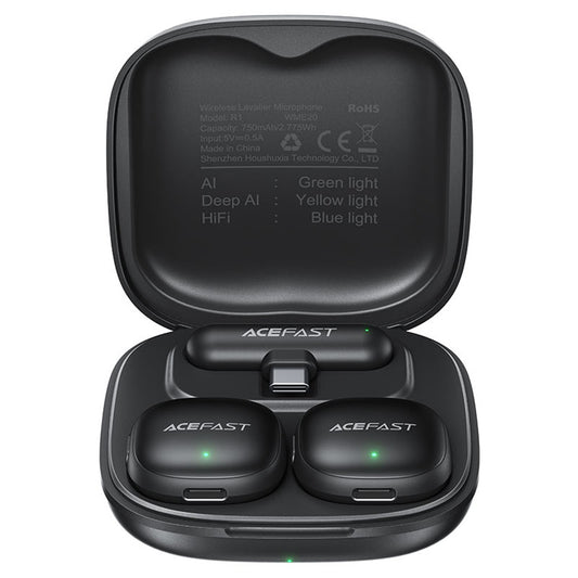 Lavaliermikrofon Acefast R1, USB-C, Set 2 Stück, Schwarz