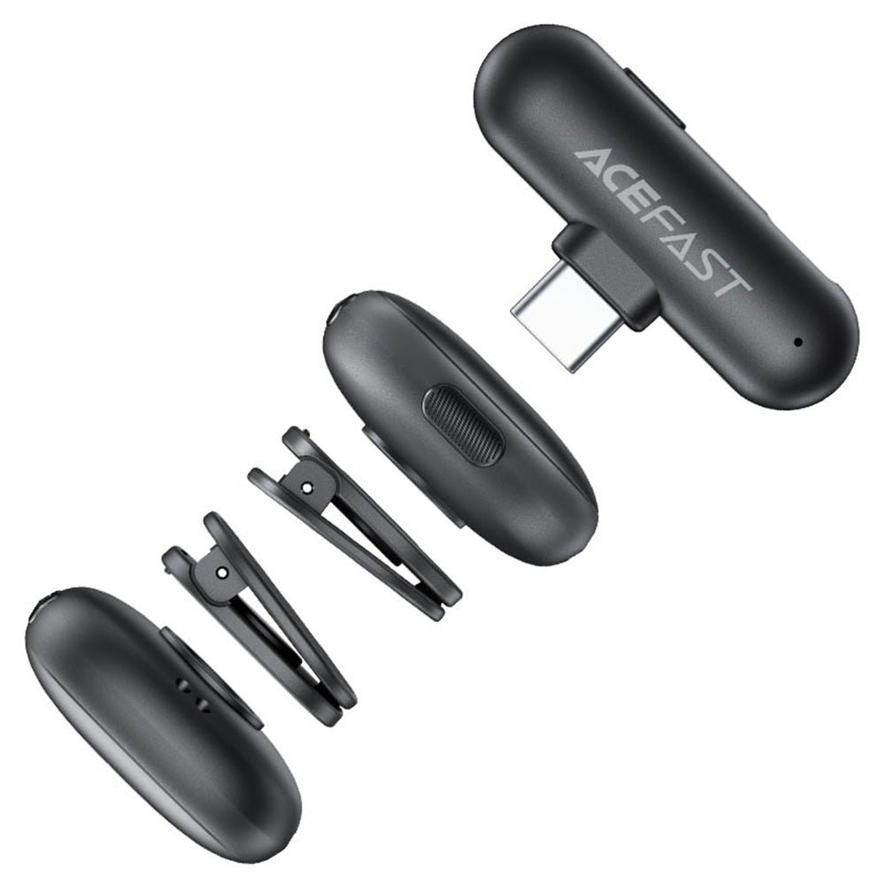 Lavaliermikrofon Acefast R1, USB-C, Set 2 Stück, Schwarz