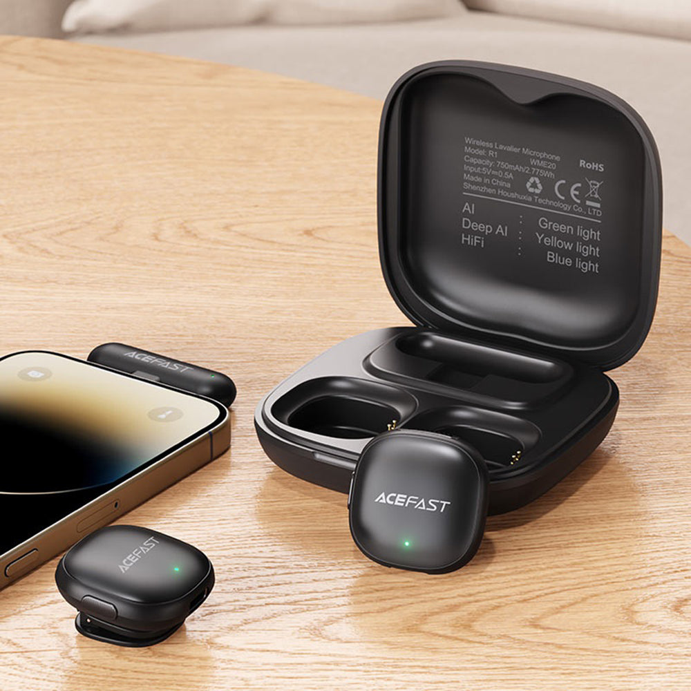 Lavaliermikrofon Acefast R1, USB-C, Set 2 Stück, Schwarz