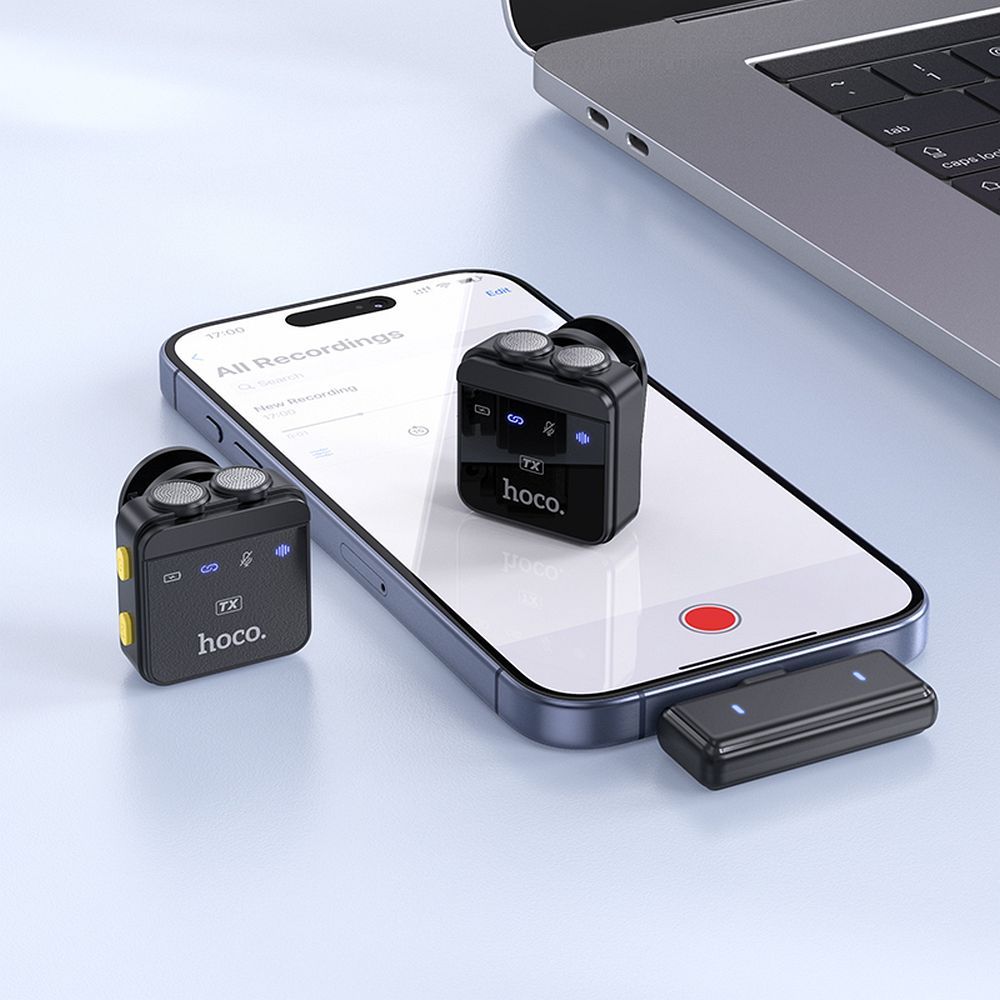 Lavaliermikrofon HOCO L17, USB-C / Lightning, Set 2 Stück, Schwarz