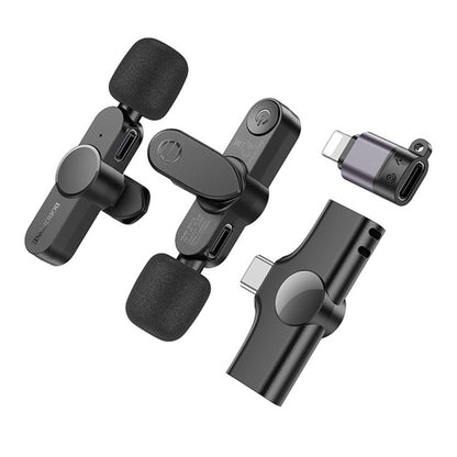 Lavaliermikrofon Borofone BFK12 Trophy, USB-C / Lightning, Set 2 Stück, Schwarz
