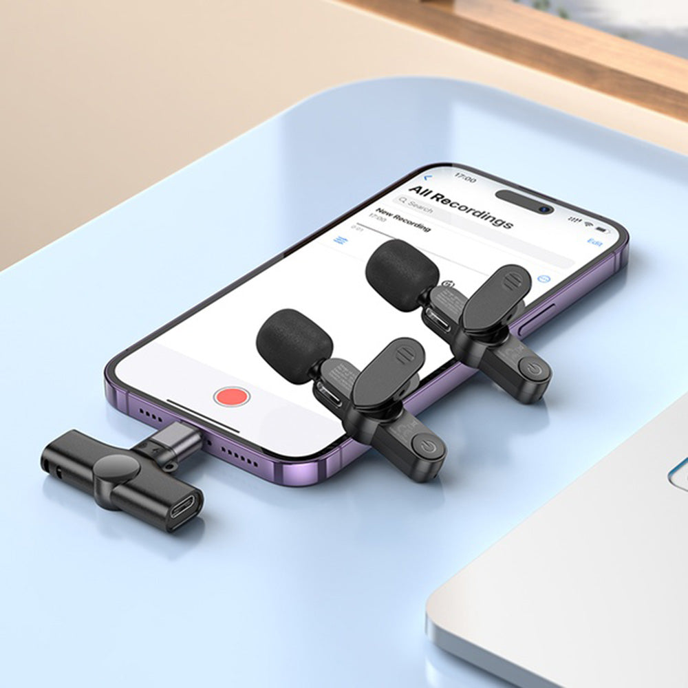 Lavaliermikrofon Borofone BFK12 Trophy, USB-C / Lightning, Set 2 Stück, Schwarz