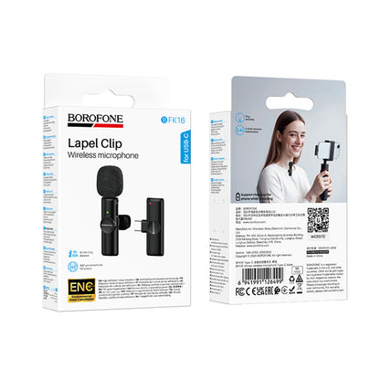 Lavaliermikrofon Borofone BFK16 Winner, USB-C, Schwarz