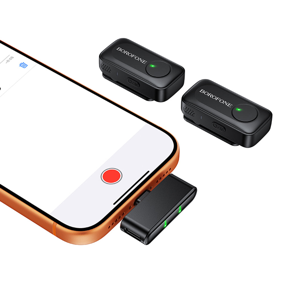 Borofone BFK17 Lemai Lavaliermikrofon, USB-C, 2er-Set, Schwarz