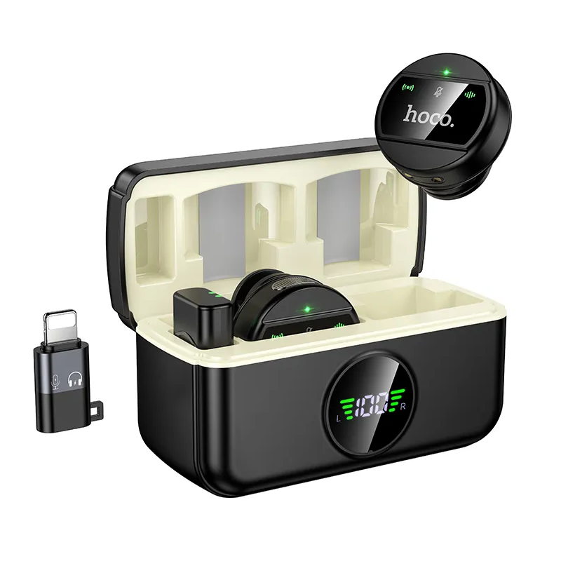 Lavaliermikrofon HOCO L22, USB-C / Lightning, Set 2 Stück, Schwarz