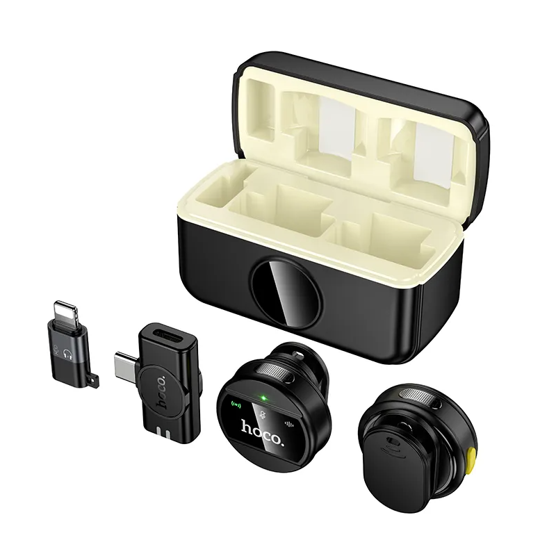 Lavaliermikrofon HOCO L22, USB-C / Lightning, Set 2 Stück, Schwarz