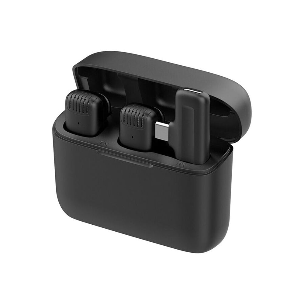 Techsuit Lavalier LW4, USB-C, 2 Stück Set, Schwarz