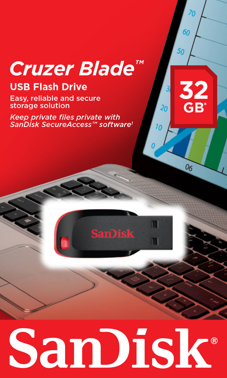 External Memory USB-A SanDisk Cruzer Blade, 32Gb SDCZ50-032G-B35