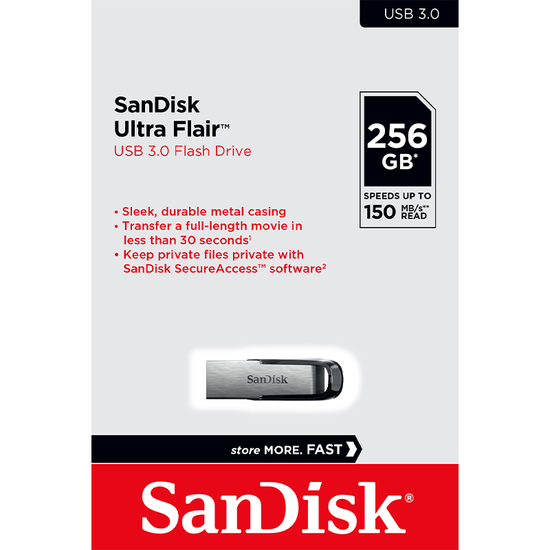 Externe Speicher USB-A 3.0 SanDisk Ultra Flair, 256GB SDCZ73-256G-G46