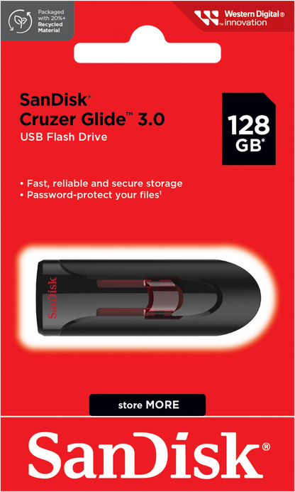 Externer USB-A 3.0 Speicher SanDisk Cruzer Glide, 128Gb SDCZ600-128G-G35