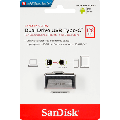 Externer Speicher USB-A 3.1 / USB-C SanDisk Ultra Dual, 128GB SDDDC2-128G-G46