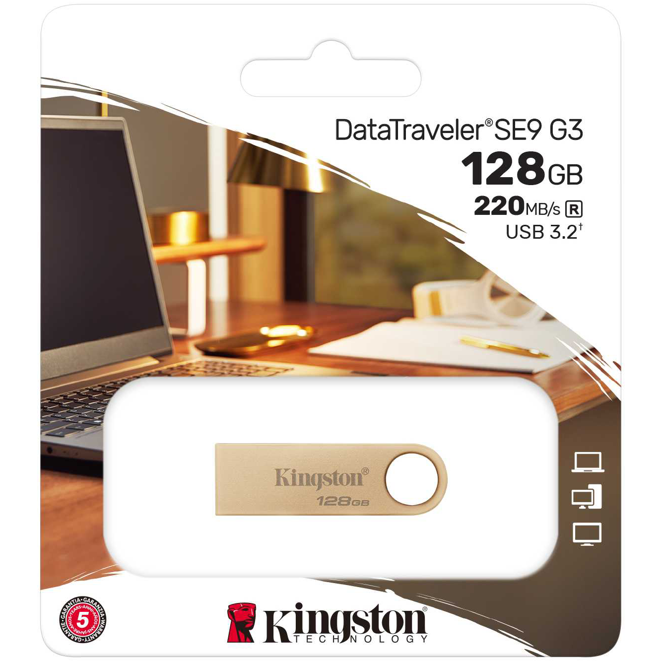 Externer Speicher USB-A 3.2 Kingston DT SE9 G3, 128 GB DTSE9G3/128 GB