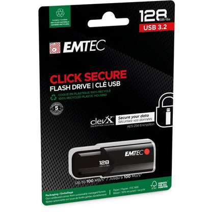 Externer Speicher USB-A 3.2 Emtec B120 Click Secure, 128Gb ECMMD128GB123
