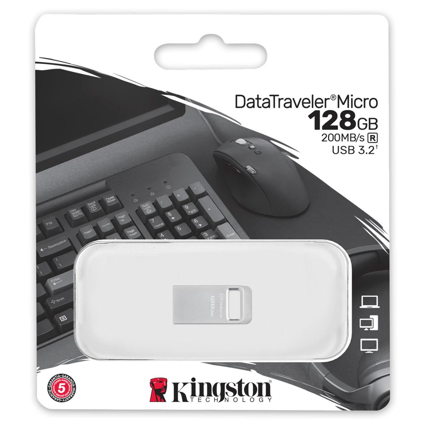 Externer Speicher USB-A 3.2 Kingston Micro G2, 128 GB DTMC3G2/128 GB