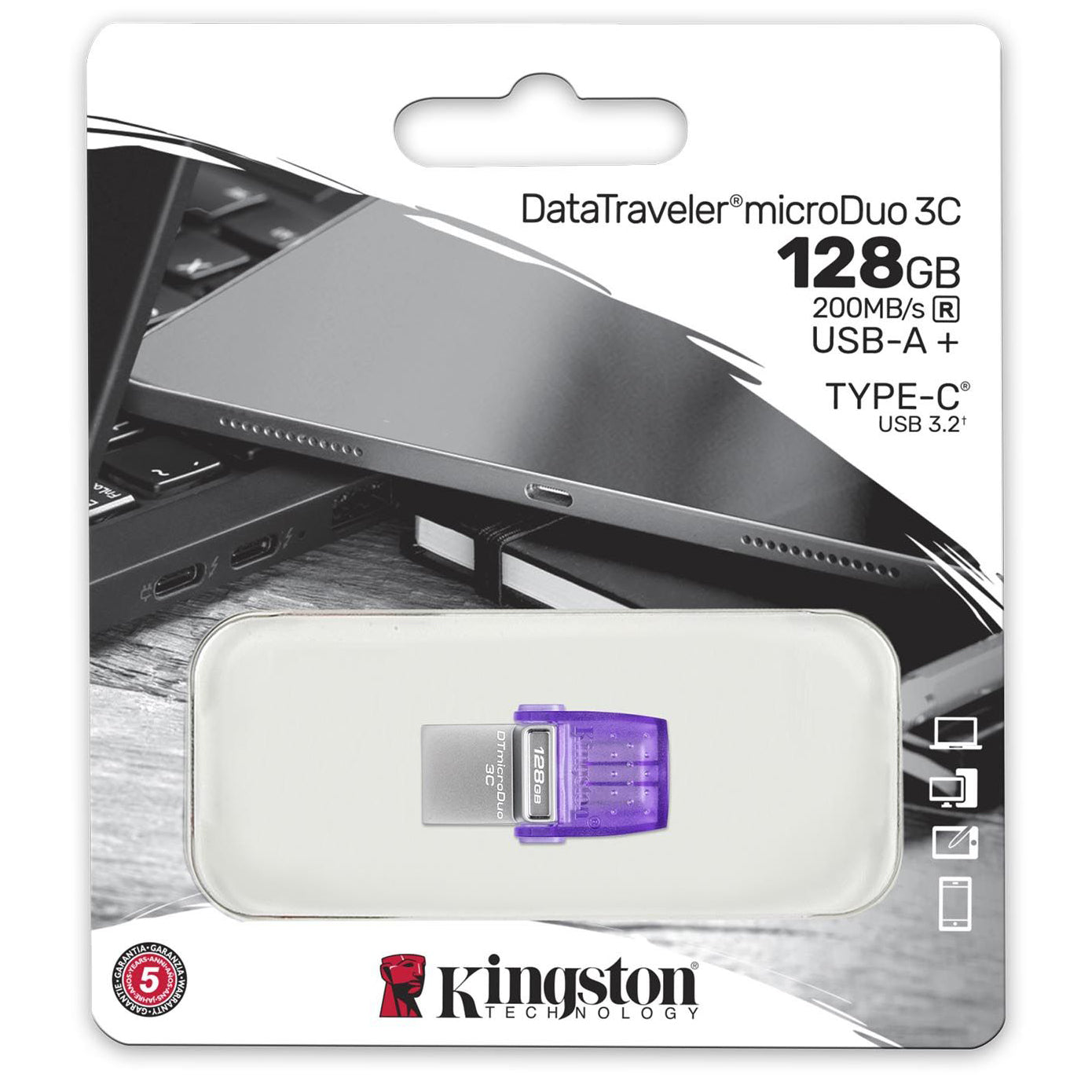 Externer Speicher USB-A 3.2 / USB-C Kingston microDuo 3C, 128 GB DTDUO3CG3/128 GB