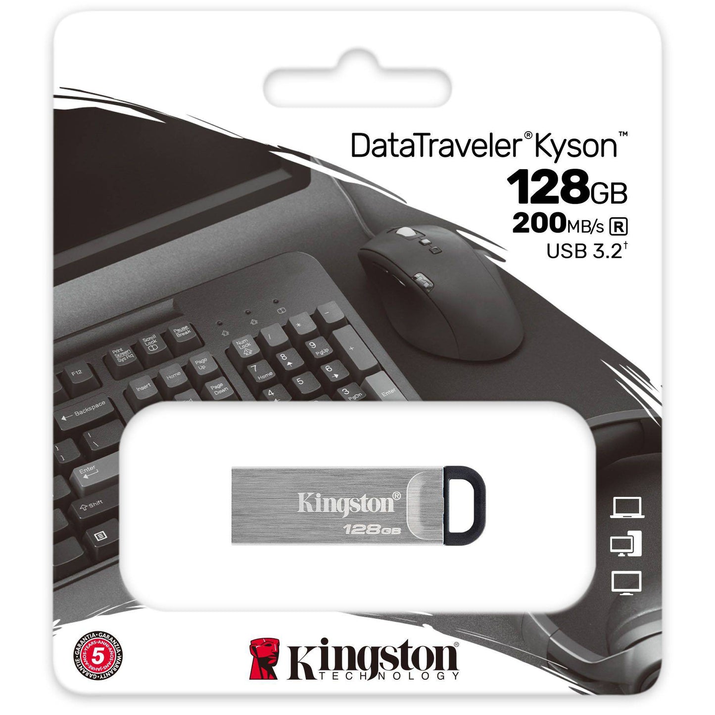 Externer Speicher USB-A 3.2 Kingston DT Kyson, 128 GB DTKN/128 GB