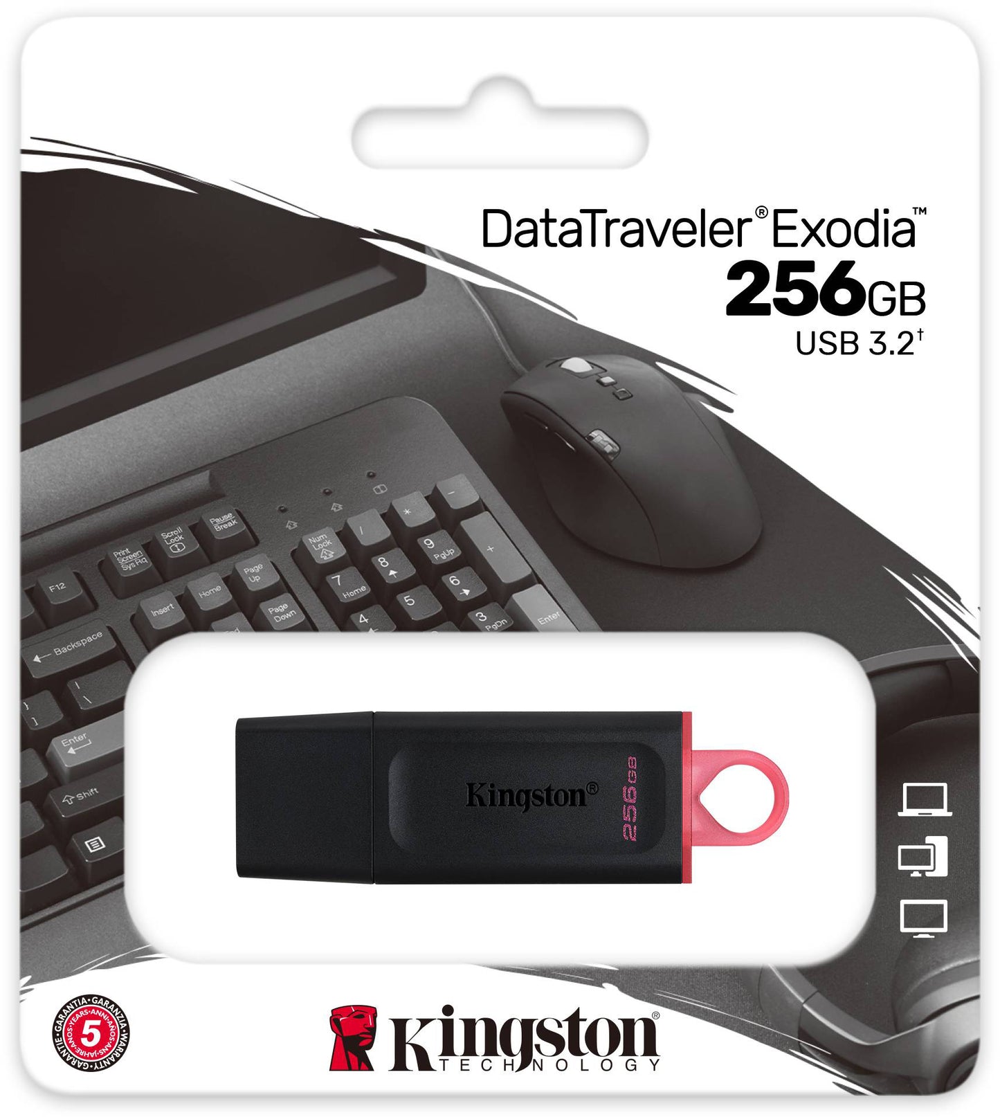 Kingston DT Exodia USB-A 3.2 Stick 256GB | Schwarz-Gelb | Speicher