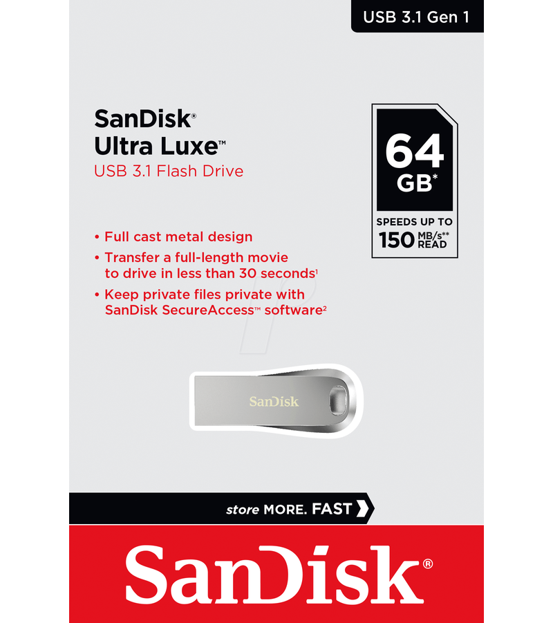 Externer USB-A 3.2 Speicher SanDisk Ultra Luxe, 64Gb SDCZ74-064G-G46
