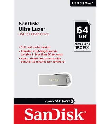 Externer USB-A 3.2 Speicher SanDisk Ultra Luxe, 64Gb SDCZ74-064G-G46