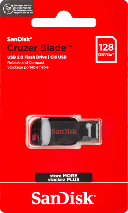 Externer USB-A Speicher SanDisk Cruzer Blade, 128Gb SDCZ50-128G-B35