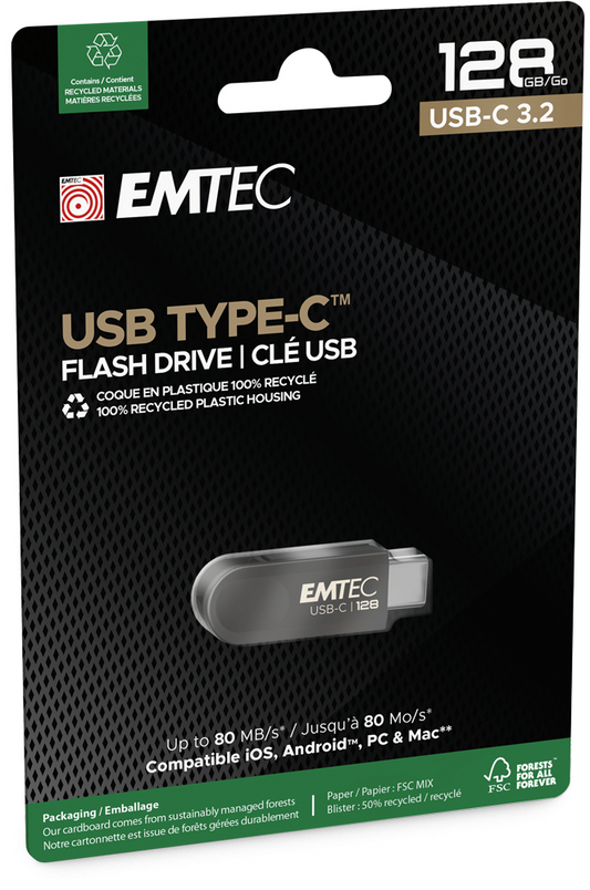 Externer USB-C Speicher Emtec C280 Single, 128Gb ECMMD128GC2