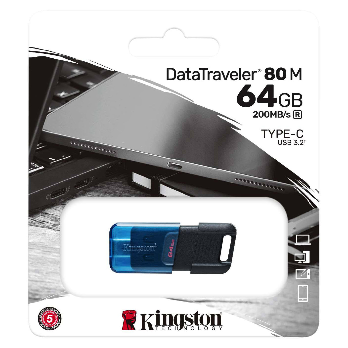 External memory USB-C Kingston DT80M, 64Gb DT80M/64GB