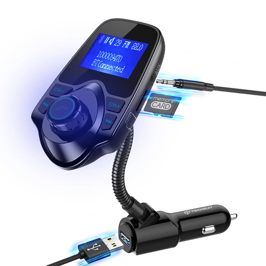 FM Bluetooth Modulator Techsuit MFM4, 1 x USB-A - 1 x 3,5mm - 1 x microSD, Schwarz