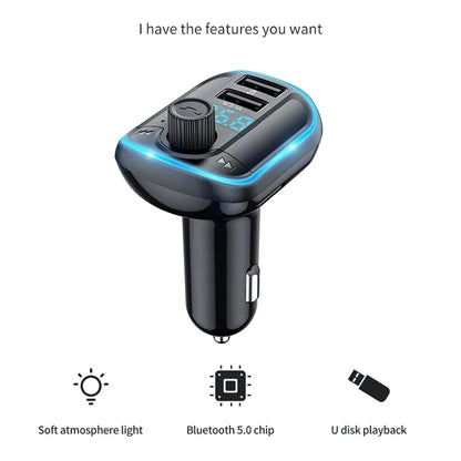 FM Bluetooth Modulator Yesido Y44, 2 x USB-A - 1 x microSD