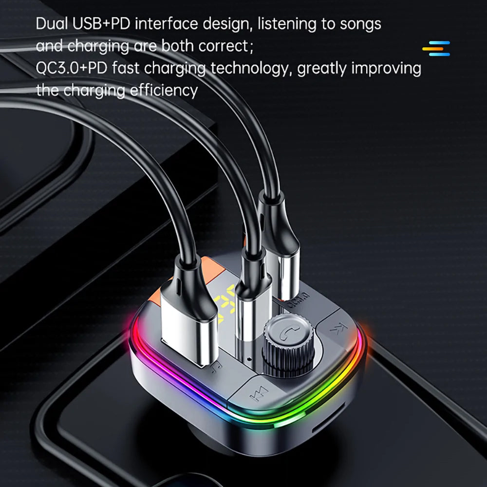 FM-Bluetooth-Modulator Yesido Y45, 2 x USB-A - 1 x USB-C - 1 x microSD