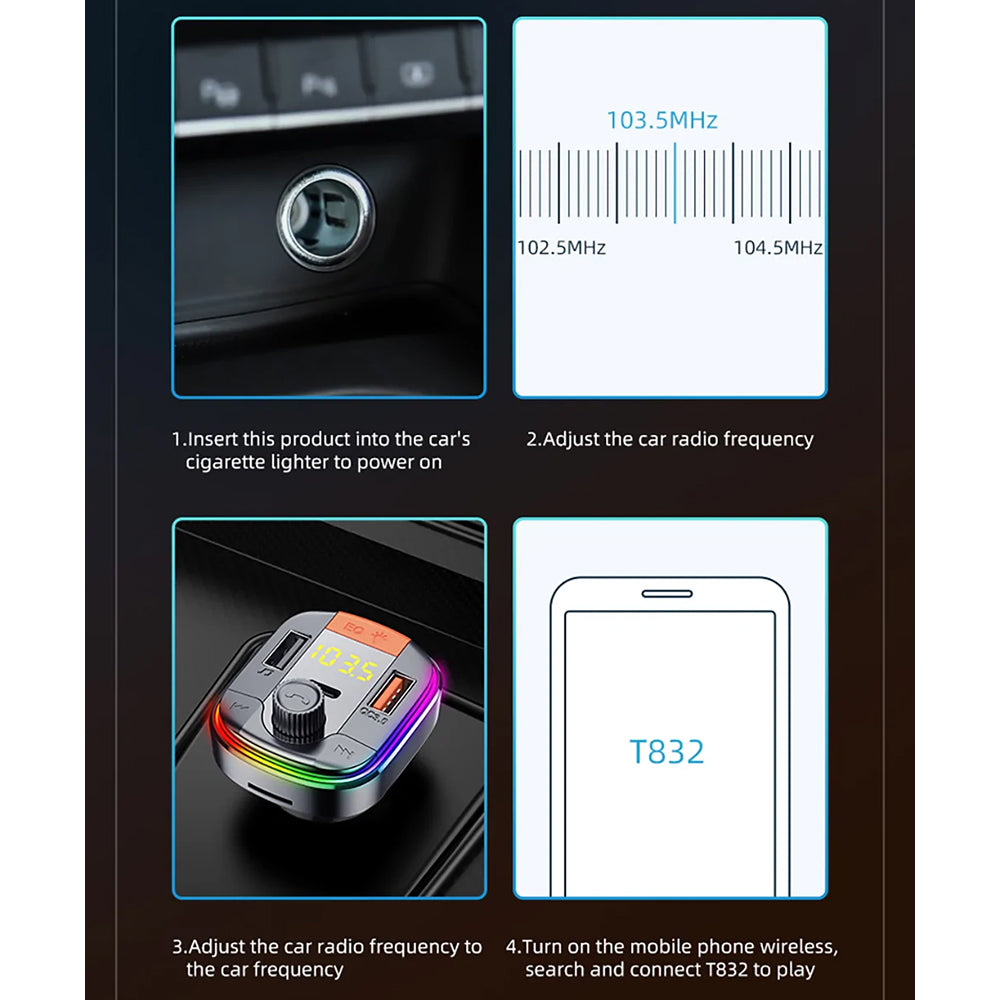 FM-Bluetooth-Modulator Yesido Y45, 2 x USB-A - 1 x USB-C - 1 x microSD