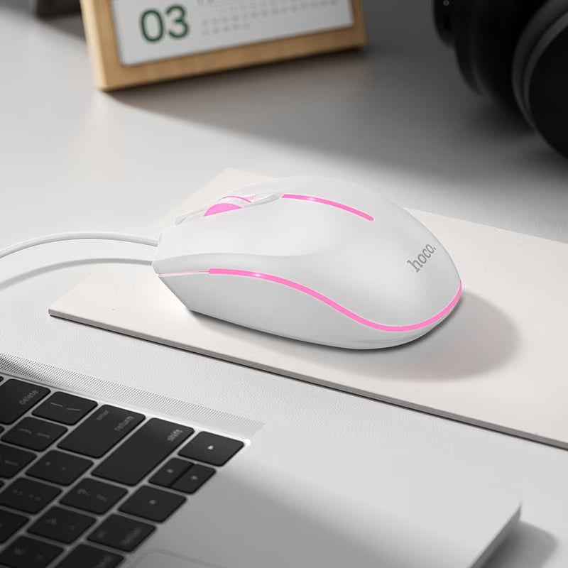 Gaming-Maus Kabelgebunden USB HOCO GM37, RGB, 2400DPI, Weiß