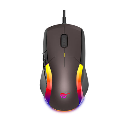 Gaming-Maus Wired USB HAVIT MS959S, RGB, 1200DPI - 8000DPI, 1.6m, Schwarz Ocker