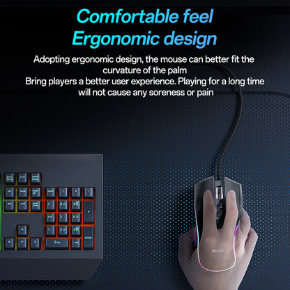 Gaming-Maus Wired USB Yesido KB20, RGB, 1000DPI - 7200DPI, Schwarz