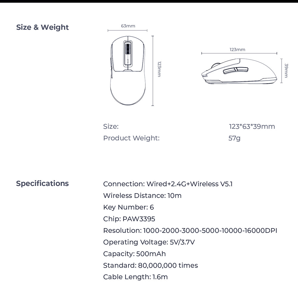 Gaming-Maus Wireless HAVIT MS969WB, RGB, 1000DPI - 16000DPI, Schwarz