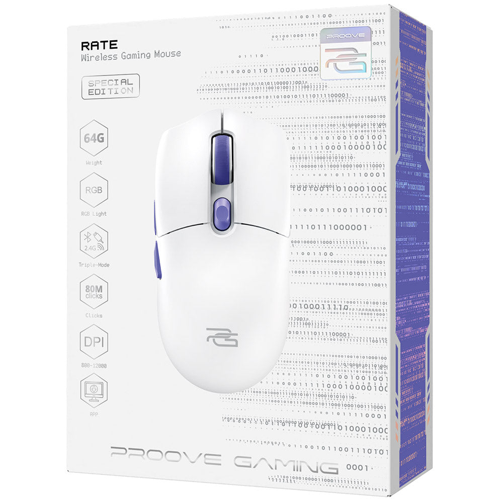 Gaming-Maus Wireless Proove Rate Special Edition, 800DPI - 12000DPI, Weiß CMRTWRS03002