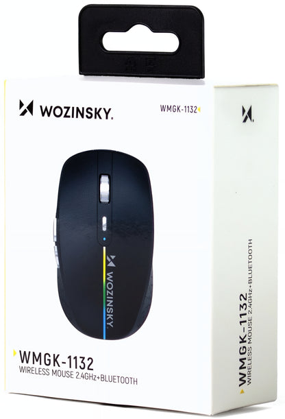 Wireless Gaming Maus WZK WMGK-1132, 1600DPI, RGB, BT / Wi-Fi, Schwarz
